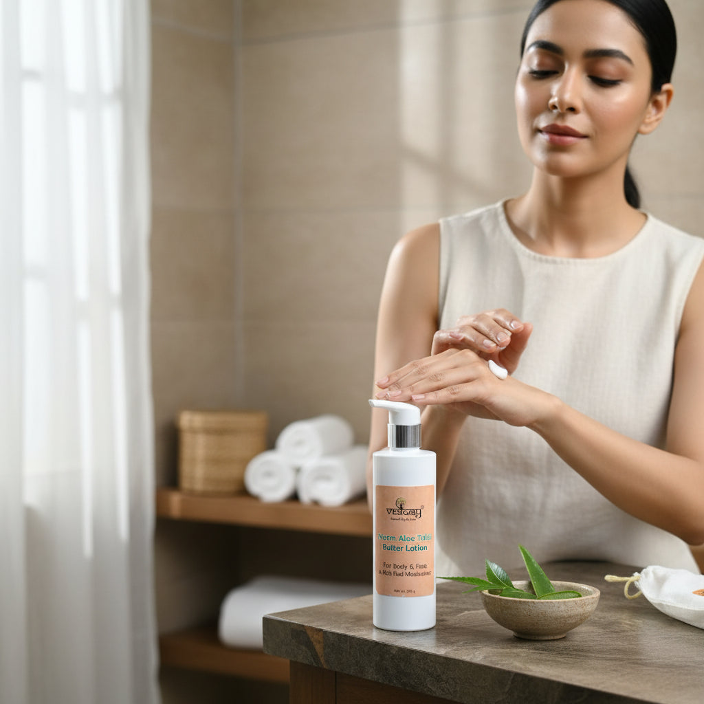 Neem Aloe Tulsi Butter Lotion - Rich Feel Moisturizer for Body & Face