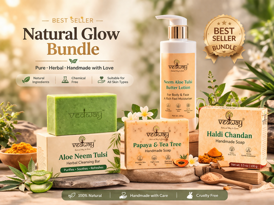Neem Haldi Papaya Complete Care Bundle - 10 neem soaps + 2 papaya soap + 2 haldi soap + 1 lotion
