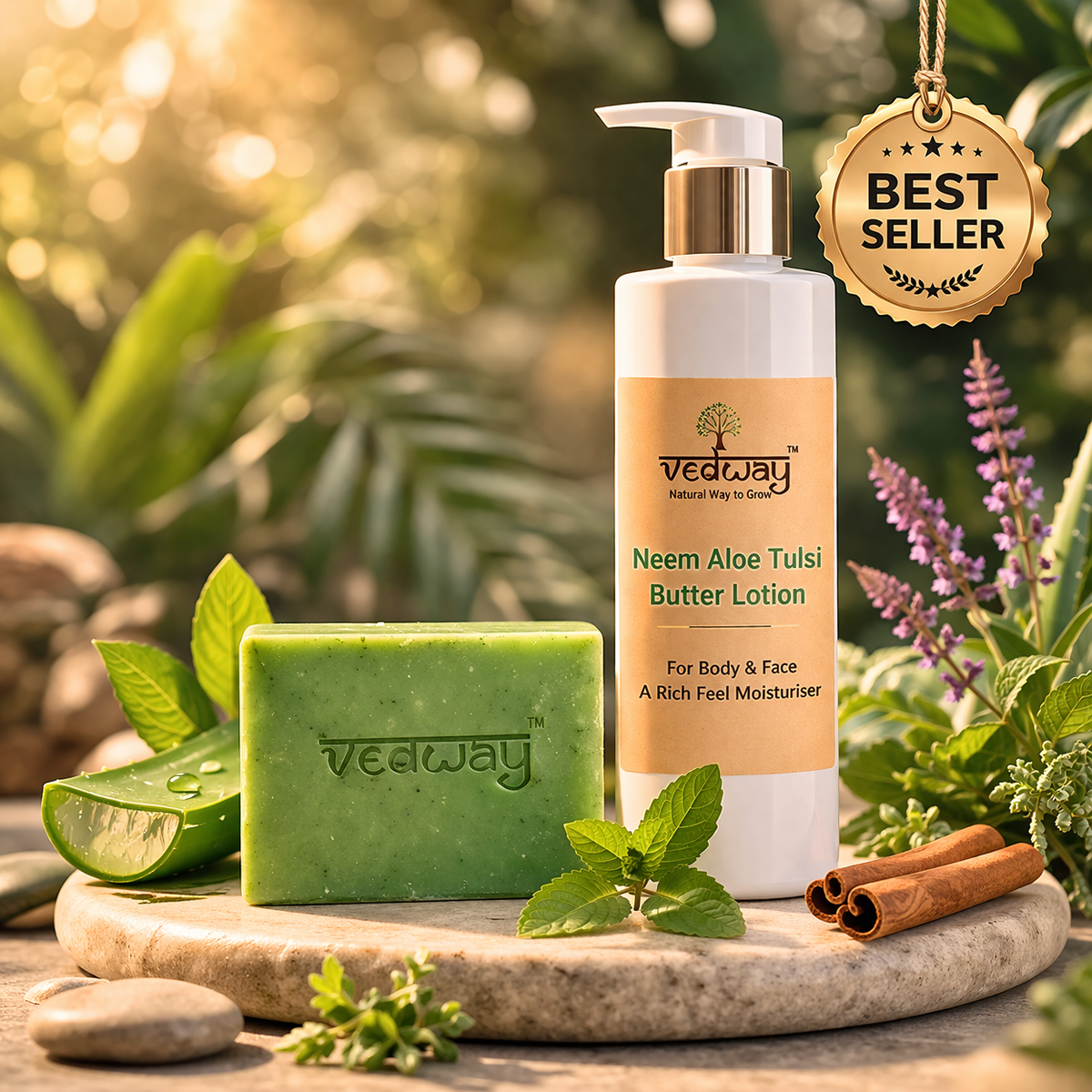 Neem Tulsi Complete Care Bundle - 7 Soaps + Lotion  + Free Papaya Soaps
