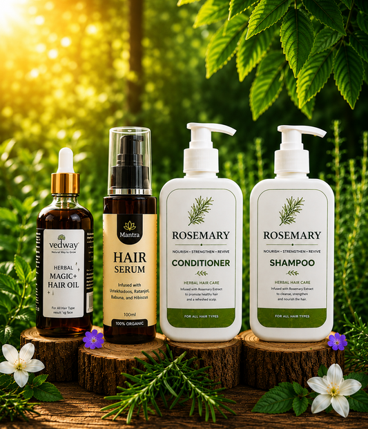 Hair Care Bundle 1 Magic oil + 1 rosemary Shampoo + 1 rosemary Conditioner + 1 hair serum