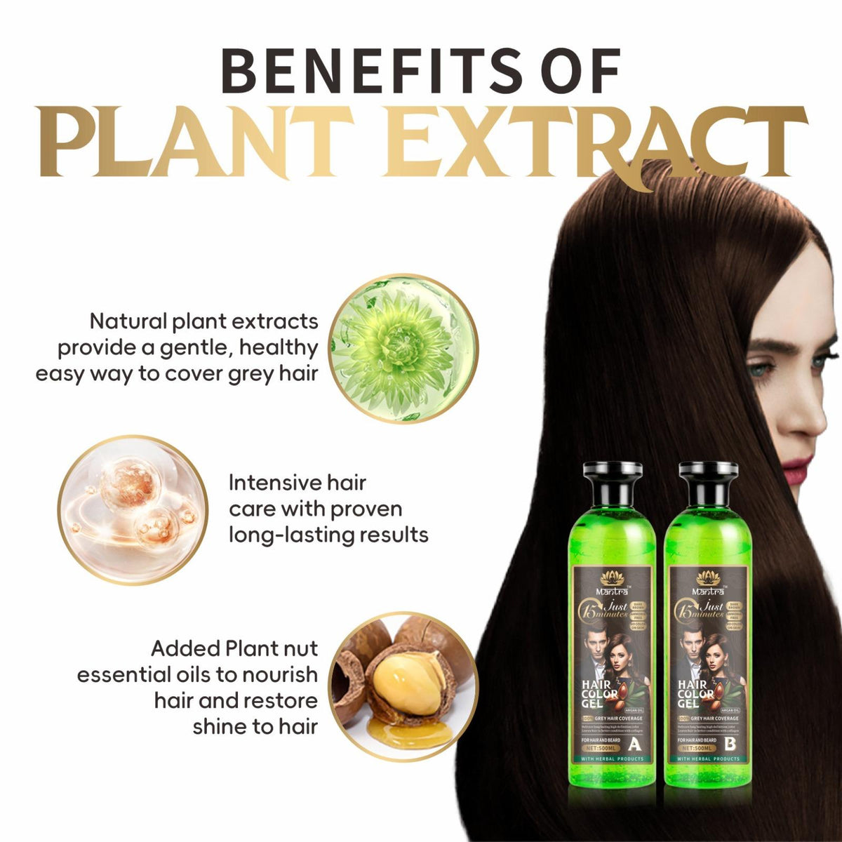 Mantra Dark Brown Hair Color Gel - Natural Gray Coverage in 5-10 Minutes