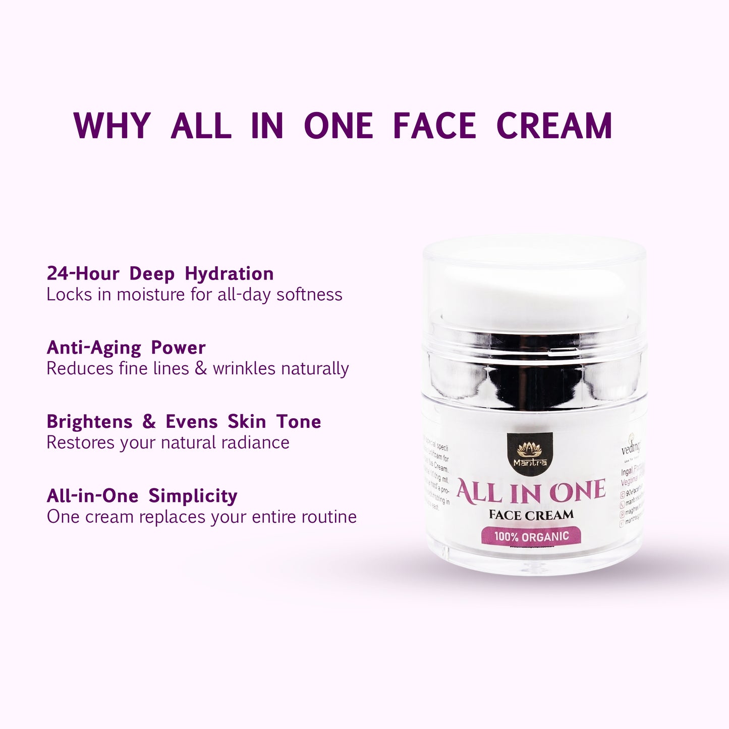Vedway Mantra All-in-One Face Cream - Multi-Action Anti-Aging & Hydrating Moisturizer
