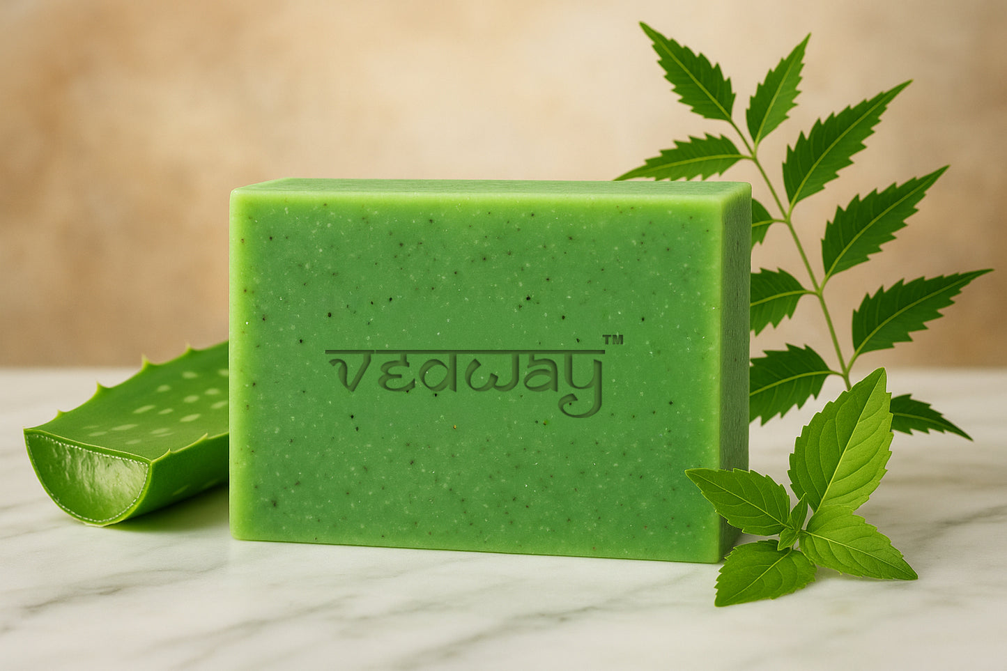 Vedway Neem Tulsi Aloe Vera Handmade Soap - Natural Antibacterial & Skin Purifying Bar