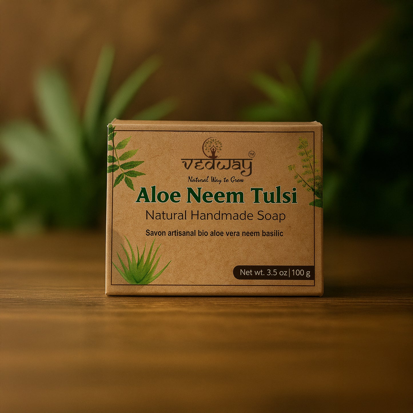 Vedway Neem Tulsi Aloe Vera Handmade Soap - Natural Antibacterial & Skin Purifying Bar